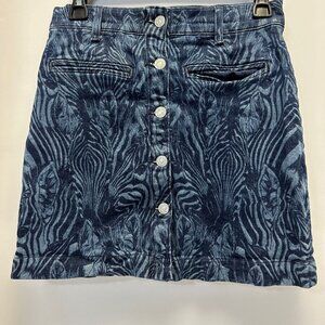 Seven For All Mankind Mini Skirt Size Small Zebra Print Denim Button Front